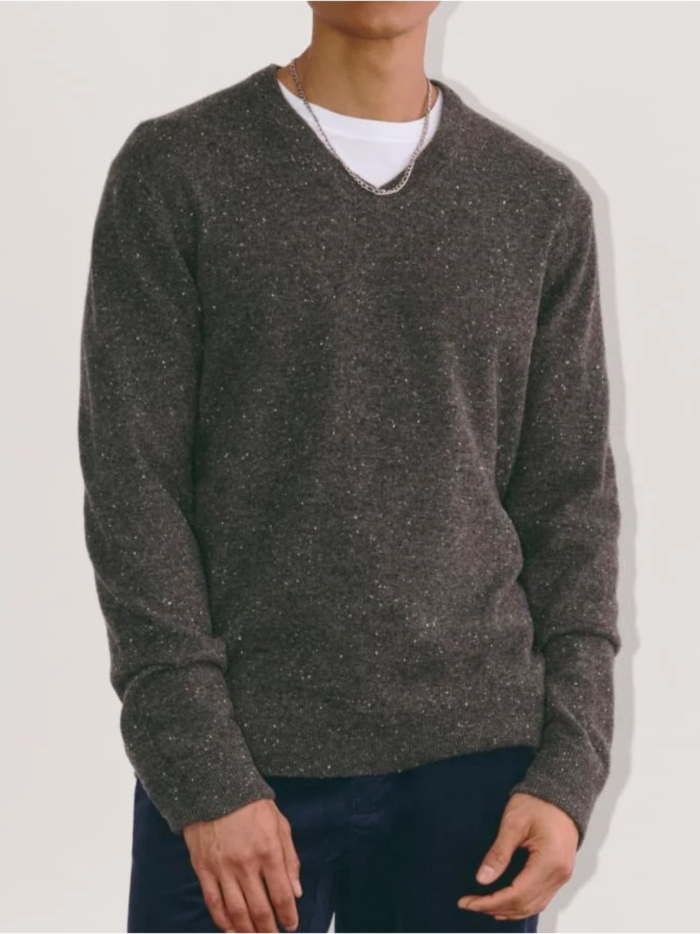 Everlane NWT Men's 100% Cashmere V-neck Long Sleeve Pullover Sweater Gray Sz S